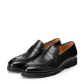 Eleganckie męskie mokasyny ze skóry naturalnej czarne 103-M-303-1