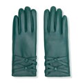 Ocieplane rękawiczki damskie ze skóry naturalnej turkusowo - zielone 39-6A-054-Z