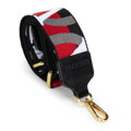 Pasek do torebki z wyszywanym logo producenta czarno - czerwony 99-X-646-X2