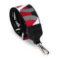 Pasek do torebki z wyszywanym logo czarno - czerwony 99-X-647-X2