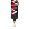 Pasek do torebki z wyszywanym logo producenta czarno - czerwony 99-X-646-X2