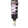 Pasek do torebki z wyszywanym logo producenta czarno - różowy 99-X-646-X3