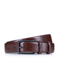 Męski pasek skórzany z geometryczną klamrą brązowy 98-8M-912-4