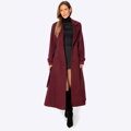 Damski płaszcz wełniany z domieszką kaszmiru bordowy 101-9W-701-3
