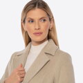 Dámsky tmavobéžový kabát s odnímateľnou umelou kožušinou 101-9X-301-9