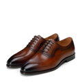 Męskie półbuty ze skóry naturalnej typu oxford jasny brąz 103-M-301-5