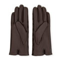 Damskie rękawiczki skórzane z monogramem brązowe 39-6A-021-4