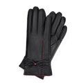 Damskie rękawiczki ze skóry ocieplane z wełną czarne 44-6A-711-1
