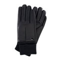 Skórzane rękawiczki męskie z materiałowym mankietem czarne 39-6L-967-11