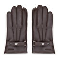 Rękawiczki ze skóry naturalnej z dekoracyjnymi przeszyciami brązowe 39-6A-044-4