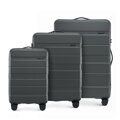 Zestaw walizek z ABS-u w poziome pasy szary 56-3A-10S-01