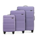 Zestaw walizek z ABS-u w poziome pasy fioletowy 56-3A-10S-24