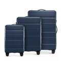 Zestaw walizek z ABS-u w poziome pasy granatowy 56-3A-10S-90
