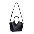 Shopperka damska z ekoskóry z okrągłymi rączkami czarna 102-4Y-904-1