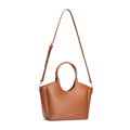 Shopperka damska z ekoskóry z okrągłymi rączkami brązowa 102-4Y-904-5