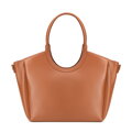 Shopperka damska z ekoskóry z okrągłymi rączkami brązowa 102-4Y-904-5