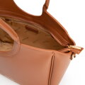 Shopperka damska z ekoskóry z okrągłymi rączkami brązowa 102-4Y-904-5