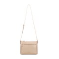 Skórzana listonoszka z regulowanym paskiem beżowo - złota 101-4E-609-9G