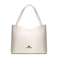 Kožená shopper kabelka s vreckom krémová 100-4E-219-0