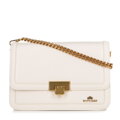 Skórzana torebka crossbody z łańcuszkiem kremowa 100-4E-206-0