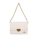 Skórzana torebka crossbody z łańcuszkiem kremowa 100-4E-206-0