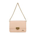 Skórzana torebka crossbody z łańcuszkiem beżowa 100-4E-206-9