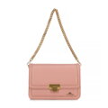 Skórzana torebka crossbody z łańcuszkiem różowa 100-4E-206-P
