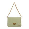 Skórzana torebka crossbody z łańcuszkiem zielona 100-4E-206-Z
