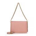 Skórzana torebka crossbody z łańcuszkiem różowa 100-4E-206-P