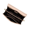 Skórzana torebka crossbody z łańcuszkiem beżowa 100-4E-206-9