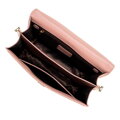 Skórzana torebka crossbody z łańcuszkiem różowa 100-4E-206-P