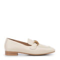 Skórzane damskie mokasyny z klamrą kremowe 100-D-504-9