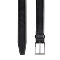 Skórzany pasek męski z fakturą i klasyczną klamrą czarno - srebrny 102-8M-103-1