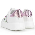 Sneakersy z imitacji skóry z ozdobami biało - różowe 100-DP-500-P