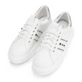 Sneakersy z imitacji skóry z ozdobami biało - srebrne 100-DP-500-G