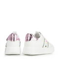 Sneakersy z imitacji skóry z ozdobami biało - różowe 100-DP-500-P