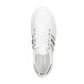 Sneakersy z imitacji skóry z ozdobami biało - srebrne 100-DP-500-G
