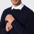 Sweter męski wełniany z okrągłym dekoltem granatowy 29-99-351-N