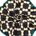 Jedwabna chusta damska w motyw geometryczny czarno - złota 103-7D-S02-X5