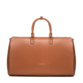Torba podróżna damska z imitacji skóry z regulowanym paskiem brązowa 102-4Y-906-5
