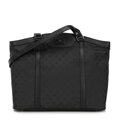 Torebka shopperka z żakardu i skóry w monogramy czarna 98-4E-904-1