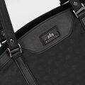 Torebka shopperka z żakardu i skóry w monogramy czarna 98-4E-904-1