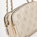 Dámska kožená crossbody na retiazke krémová 99-4E-305-0