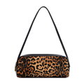 Torebka bagietka ze skóry naturalnej w panterkę czarno - brązowa 102-4E-601-4