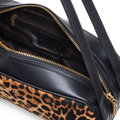 Torebka bagietka ze skóry naturalnej w panterkę czarno - brązowa 102-4E-601-4