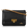 Skórzana crossbody z odpinanym łańcuszkiem czarna 100-4E-207-1