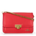 Skórzana crossbody z odpinanym łańcuszkiem czerwona 100-4E-207-3