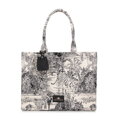 Dámska žakárová shopper kabelka so vzormi, čierna a krémová 99-4E-500-X2