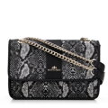 Damska crossbody żakardowa na łańcuszku czarno - szara 99-4E-502-X8