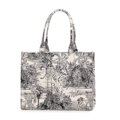 Dámska žakárová shopper kabelka so vzormi, čierna a krémová 99-4E-500-X2